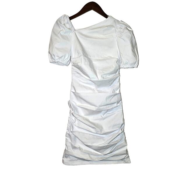New Anthropologie Maeve Slim Puff-Sleeve Ruched Dress $148  PLUS 1X  White - Picture 2 of 8